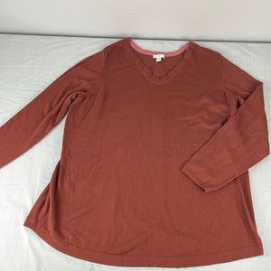 J. Jill V Highland neck sweater tunic long sleeve top rust red women’s size 1x